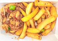 Singapore Vermicelli Rice Noodles with Salt Pepper Chips